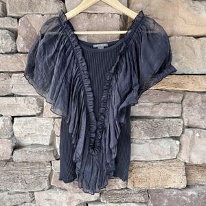 Isabella Rodriguez S Black Ribbed Knit Flounce Ruffle Top Dark Romantic Fairy